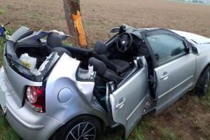 Hasiči řidiče z auta vystříhali. Dojel ke stromu, který mu z cesty neuhnul