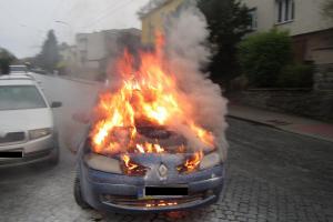 Řidička v šoku, auto v plamenech a hasiči přijeli za dvě minuty