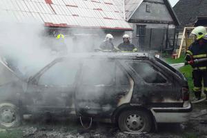 Na zahradě rodinného domu shořel osobní vůz, škoda je více jak 18 tisíc korun