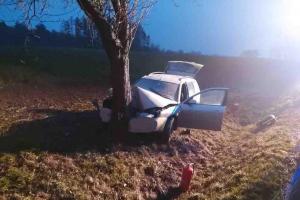 Náraz do stromu, auto v plamenech a řidič v nemocnici