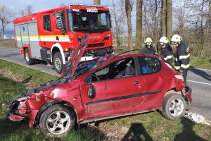 Nehoda osobního automobilu na silnici v obci Vanice bez zranění