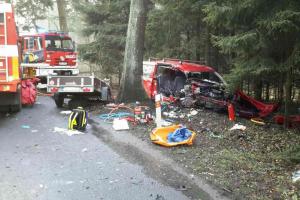 Tragicky skončila nehoda osobního vozu, se kterým řidič narazil do stromu
