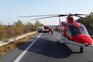Dopravní nehoda na dálnici D46. Náklaďák se srazil s dodávkou