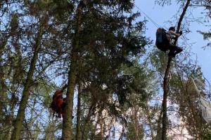 Duo paraglidistů let zakončilo v korunách stromů. Na Rané pro ně lezli hasiči