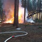 Požár pracovního stroje u Pomezí způsobil škodu přes pět milionů korun Požár pracovního stroje u Pomezí způsobil škodu přes pět milionů korun