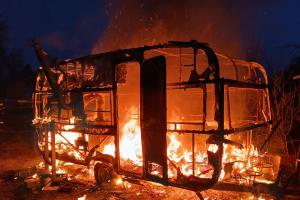 Požár karavanu v Chebu