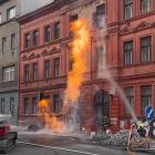 Požár plynu v ulici Dobrovského v Praze 7